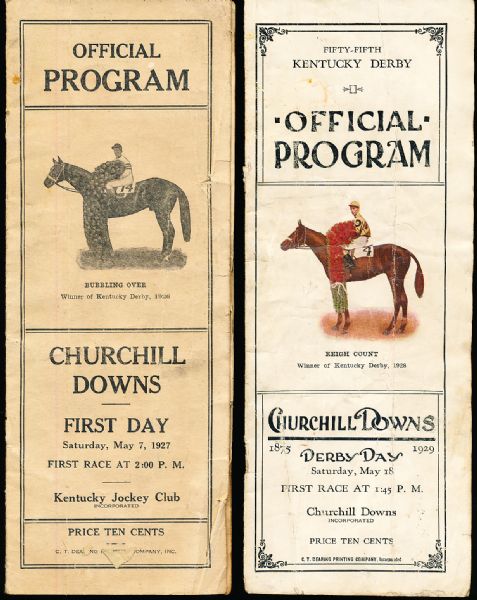 1927 Churchill Downs Partial Program, 1929 Kentucky Derby Program Cover, and 4 Churchill Downs Betting Tickets