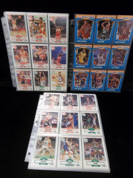 1990-91 Fleer Basketball Complete Set of 198, Update Set of 100, & “All-Star” Set of 12 All in Pages