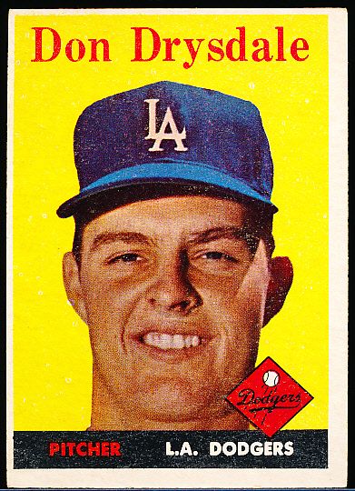 1958 Topps Baseball- #25 Don Drysdale, Dodgers