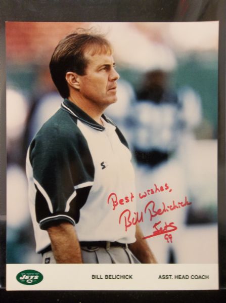 Bill Belichick Autographed New York Jets Ftbl. 8” x 10” Team Issued Color Photo- SGC Certified