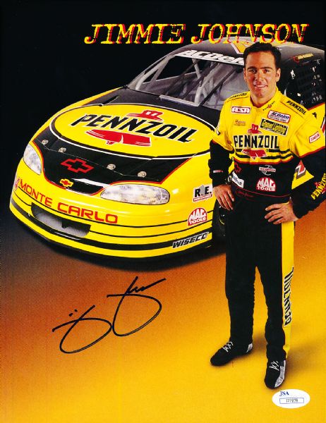 1999 Pennzoil ASA AC Delco Challenge Series Racing #44 Jimmy Johnson Autographed Color 8-½” x 11” Handout- JSA Certified