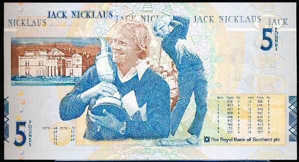 2005 Bank of Scotland Jack Nicklaus Golf Commemorative 5 Pound Bank Note