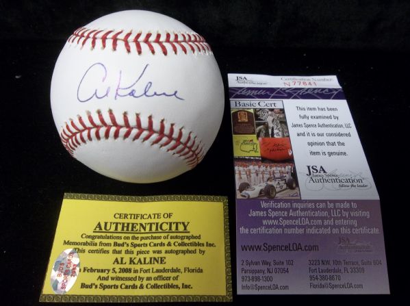 Al Kaline Autographed Official MLB Bud Selig Bsbl.- JSA Certified