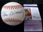 Gene Woodling Autographed Official AL Bobby Brown Bsbl. with Inscription- JSA Certified