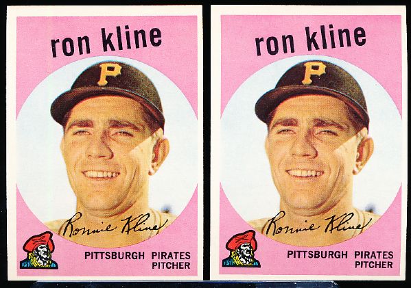 1959 Topps Bb- #265 Ron Kline, Pirates- 6 Cards- Gray backs