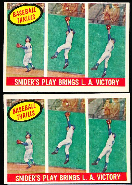 1959 Topps Bb- #468 Duke Snider Thrill- 2 Cards