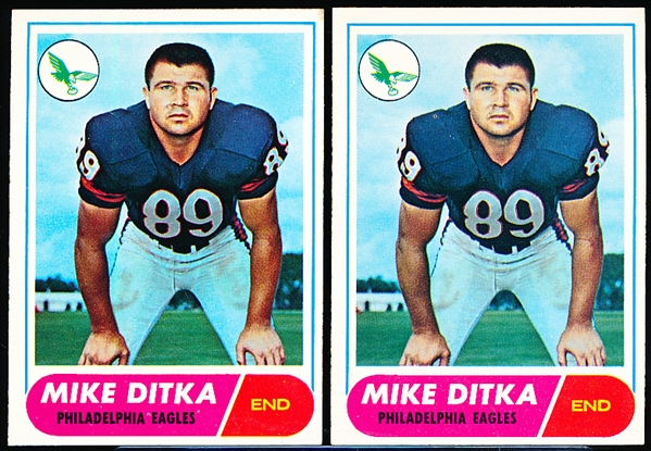 1968 T Fb- #162 Mike Ditka, Eagles- 4 Cards