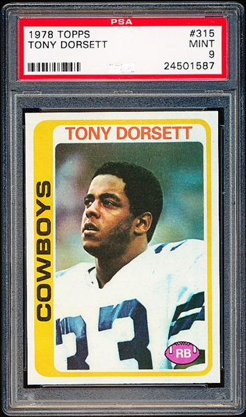 1978 Topps Football- #315 Tony Dorsett, Cowboys- PSA Mint 9 