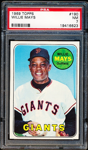 1969 Topps Baseball- #190 Willie Mays, Giants- PSA NM 7