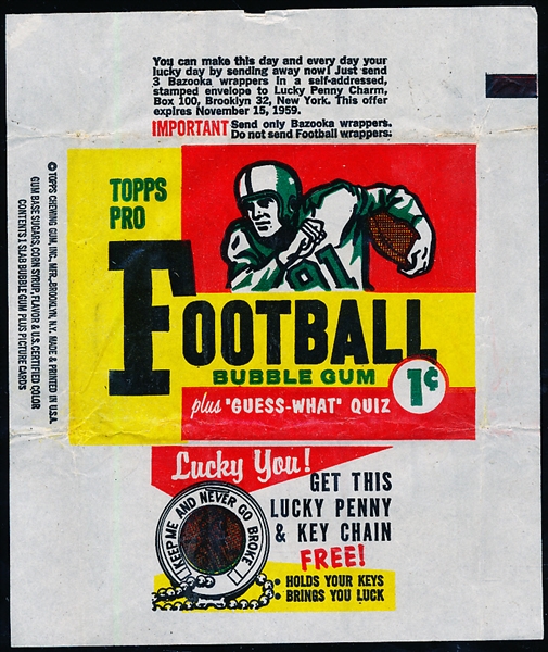 1959 Topps Football- 1 Cent Wrapper