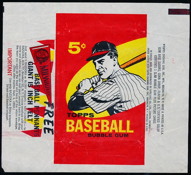 1959 Topps Baseball- 5 Cent Wrapper