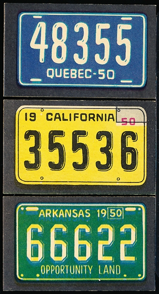 1950 Topps “License Plates”- 3 Diff.