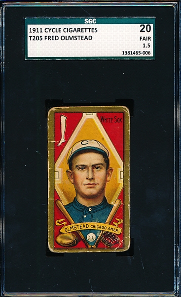 1911 T205 Bb- Fred Olmstead, Chicago Amer- SGC 20 (Fair 1.5)- Cycle Back