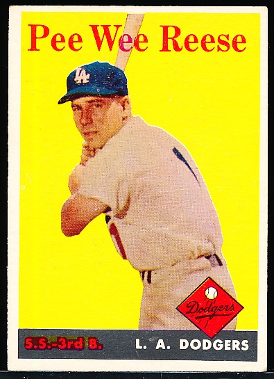 1958 Topps Baseball- #375 Pee Wee Reese, Dodgers