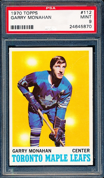 1970-71 Topps Hockey- #112 Garry Monahan, Toronto- PSA Mint 9 