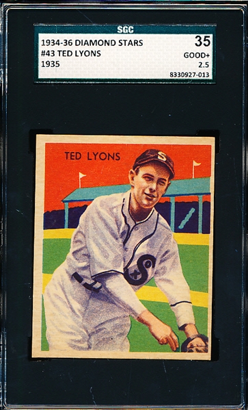 1934-36 Diamond Stars Bb- #43 Ted Lyons, White Sox- SGC 35 (Good+ 2.5)