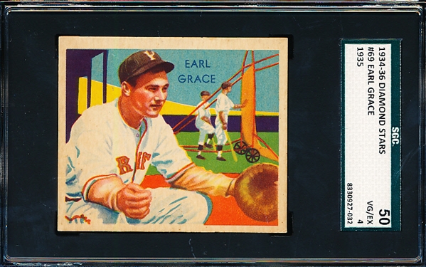 1934-36 Diamond Stars Bb- #69 Earl Grace, Pirates- SGC 50 (Vg-Ex 4)