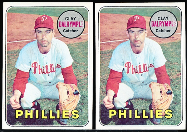 1969 Topps Bb- #151 Clay Dalrymple, Phillies- 2 Cards