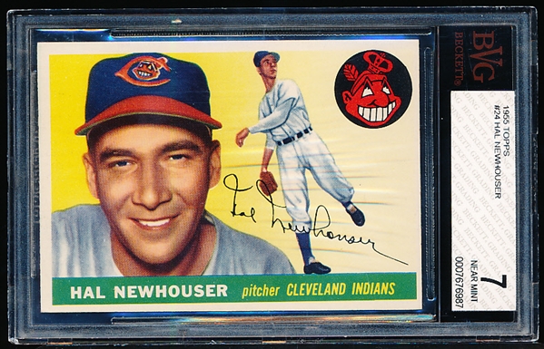 1955 Topps Bb- #24 Hal Newhouser, Indians- BVG 7 (Near Mint)