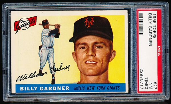 1955 Topps Bb- #27 Billy Gardner, Giants- PSA NM 7 (MC)