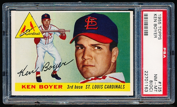 1955 Topps Bb- #125 Ken Boyer, Cards- PSA Nm-Mt 8 (OC)