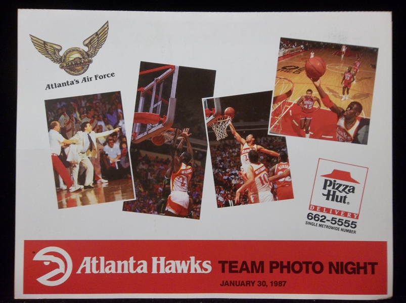 1986-87 Pizza Hut Atlanta Hawks Bskbl. “Team Picture Night”- 1 Complete Set of 18 Cards with Team Picture