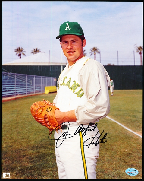 Catfish Hunter Autographed Oakland Athletics Color 8” x 10” Bsbl. Photo- SGC Certified