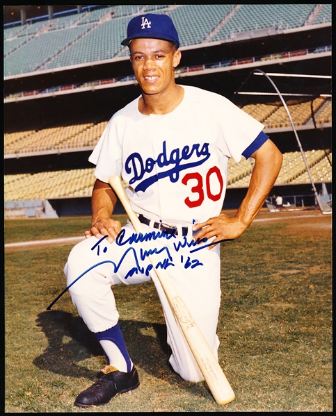 Maury Wills Autographed MLB Los Angeles Dodgers Color 8” x 10” Photo