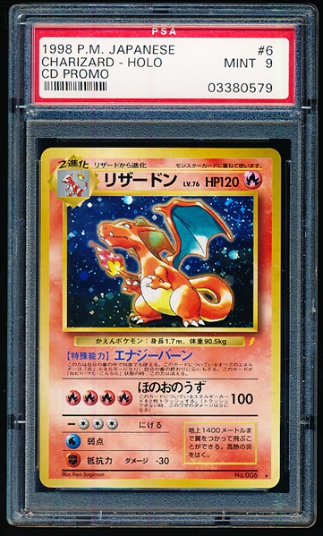 1998 Pokemon Card Game Japanese Promo- #6 Charizard- Holo- PSA Graded Mint 9.