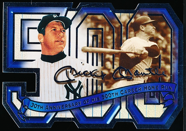 1997 Scoreboard #MM1 Mickey Mantle 5” x 3-1/2” 30th Anniversary of His 500th Career Home Run Lmtd. Ed. Card- #589/7,000