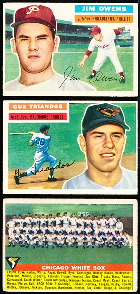 1956 Topps Bb- 4 Cards- Gray Backs