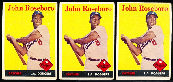1958 T Bb- #42 John Roseboro, Dodgers- 8 Cards