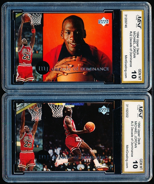 1994 Upper Deck Bskbl. “Decade of Dominance”- 4 Diff. Michael Jordan Cards Graded Gem Mint 10 by Mint Grading Service