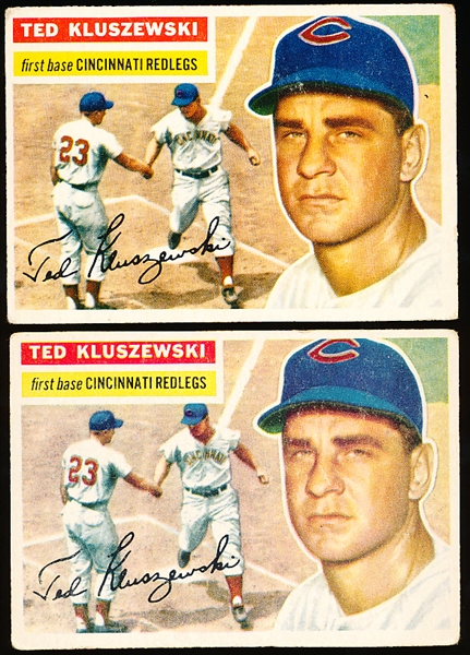 1956 Topps Bb- #25 Ted Kluszewski, Reds- 2 Cards