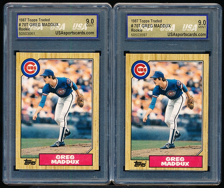 1987 Topps Traded Baseball- #70T Greg Maddux XRC, Cubs- 4 Cards