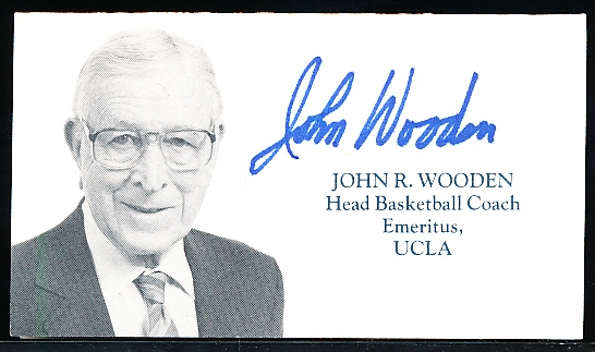 John Wooden Autographed Business Card