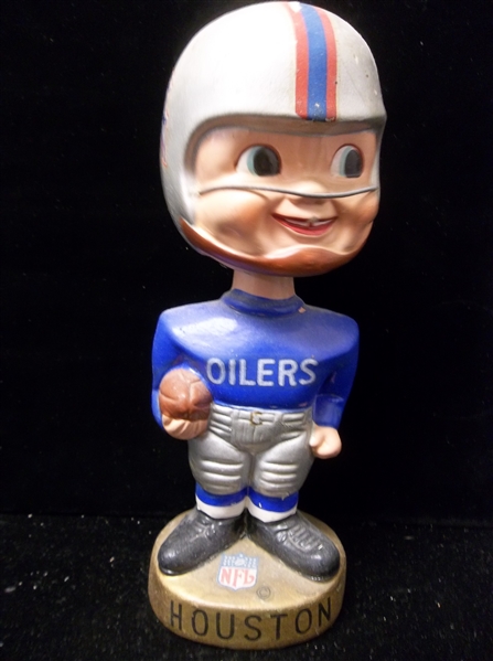 1960’s? Sports Specialties Houston Oilers Boy Faced Gold Based Bobble Head with Wire Face Mask