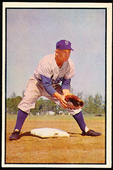 1953 Bowman Baseball Color- Hi#- #135 Bobby Morgan, Brooklyn Dodgers