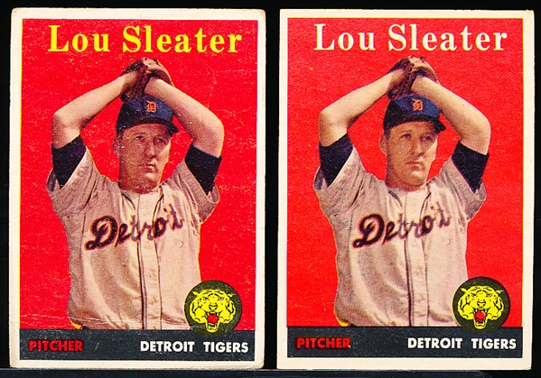 1958 Topps Baseball- #46 Lou Sleater, Tigers- Both Variations