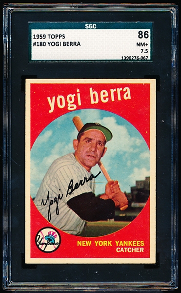 1959 Topps Baseball- #180 Yogi Berra, Yankees- SGC 86 (NM+ 7.5)