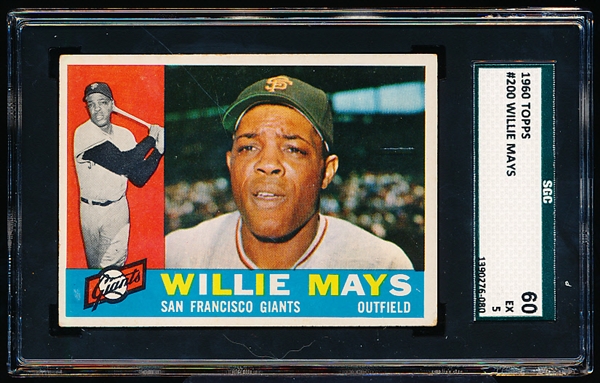 1960 Topps Baseball- #200 Willie Mays, Giants- SGC 60 (Ex 5)