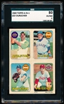 1969 Topps 4 in 1 Baseball- Leo Durocher/ Dalrymple/ Odom/ Wilbur Wood- SGC 80 (EX/NM 6)
