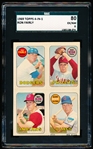 1969 Topps 4 in 1 Baseball- Max Alvis/ Glenn Beckert/ Fairly/ Rick Wise- SGC 80 (Ex/NM 6)