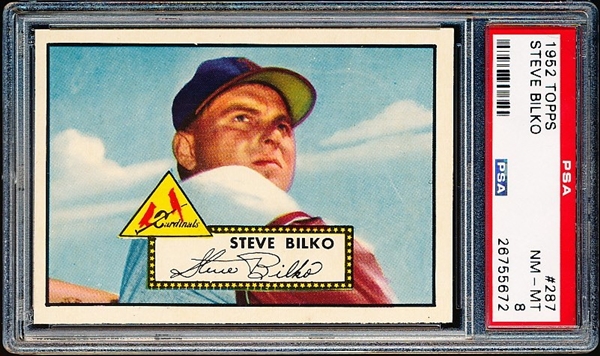 1952 Topps Baseball- #287 Steve Bilko, Cardinals- PSA NM-Mt 8 