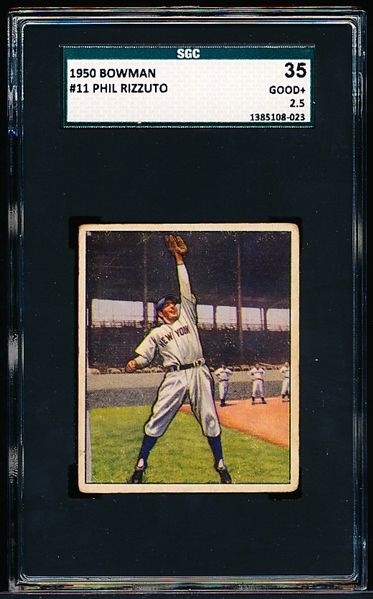 1950 Bowman Bb- #11 Phil Rizzuto, Yankees- SGC 35 (Good+ 2.5)
