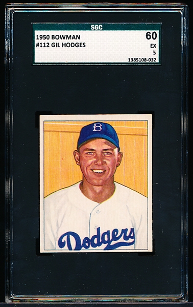 1950 Bowman Bb- #112 Gil Hodges, Dodgers- SGC 60 (Ex 5)