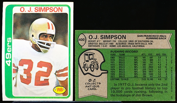 1978 Topps Fb- #400 O. J. Simpson, 49ers- 12 Cards