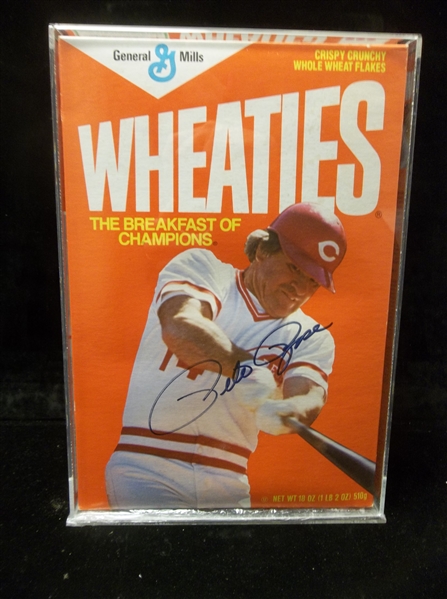 1986 Wheaties 18oz Full Pete Rose Reds Cereal Box Autographed on Front