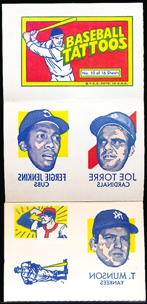 1971 Topps Bb- Tattoos- Uncut Sheet #10 of 16