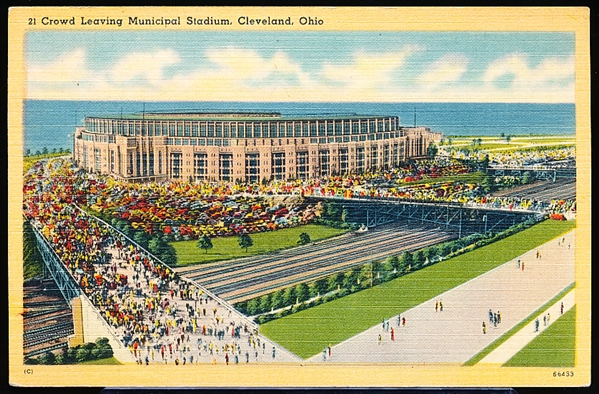 Cleveland Stadium Postcard- Municipal Stadium – Linen PC- #21 – 66433